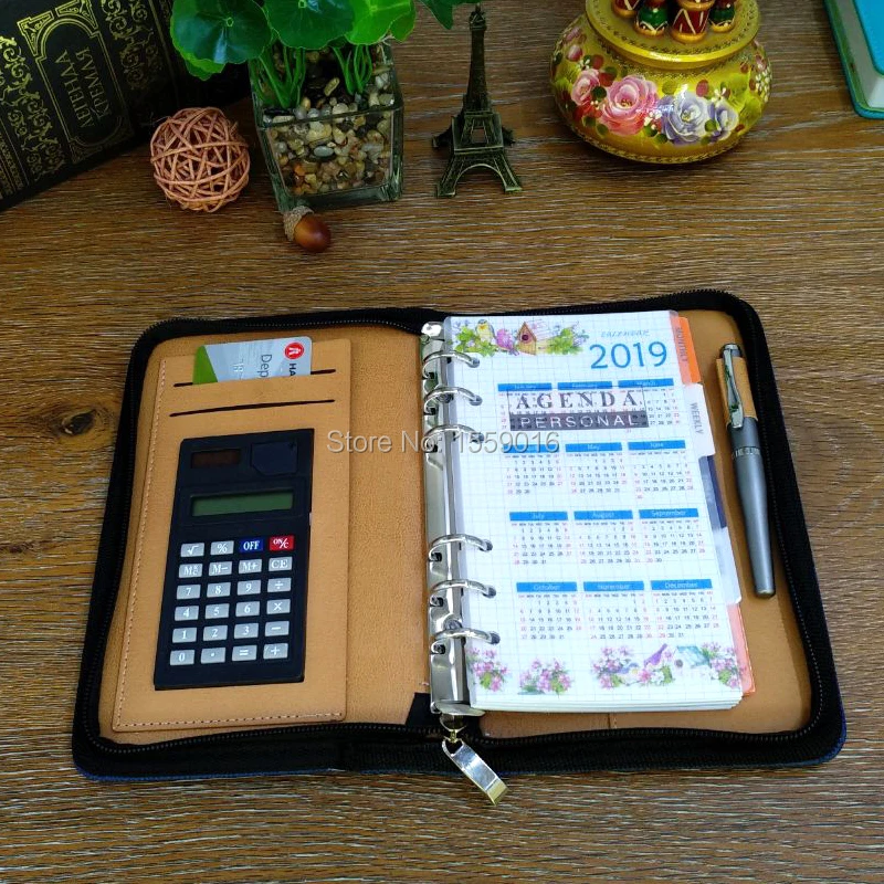 Кошелек Padfolio Кожаный Чехол Органайзер папка для Портфолио на молнии для A6 планировщик прозрачная ручка сумка цветная Линейка-стикер Подарочный набор