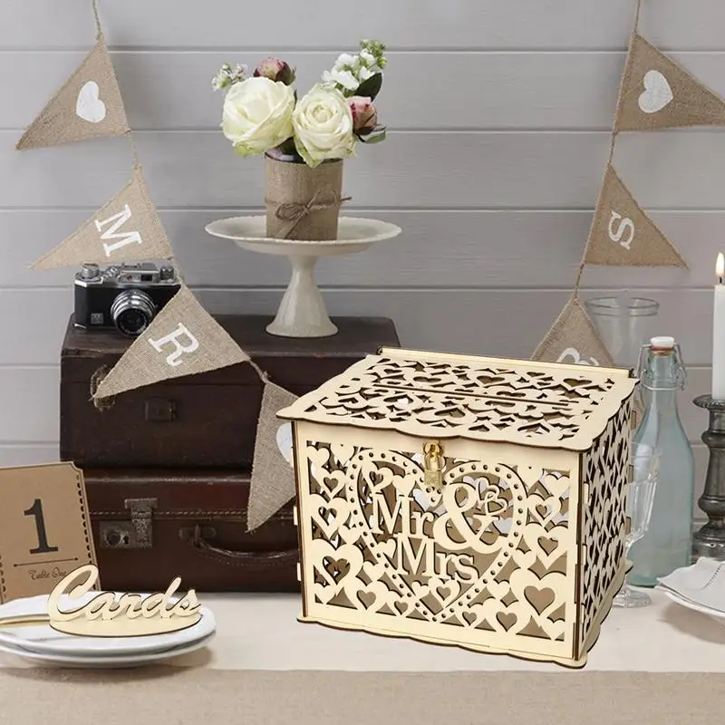 Винтажные DIY Свадебные Подарочные коробочки в виде открытки с замком деревянная