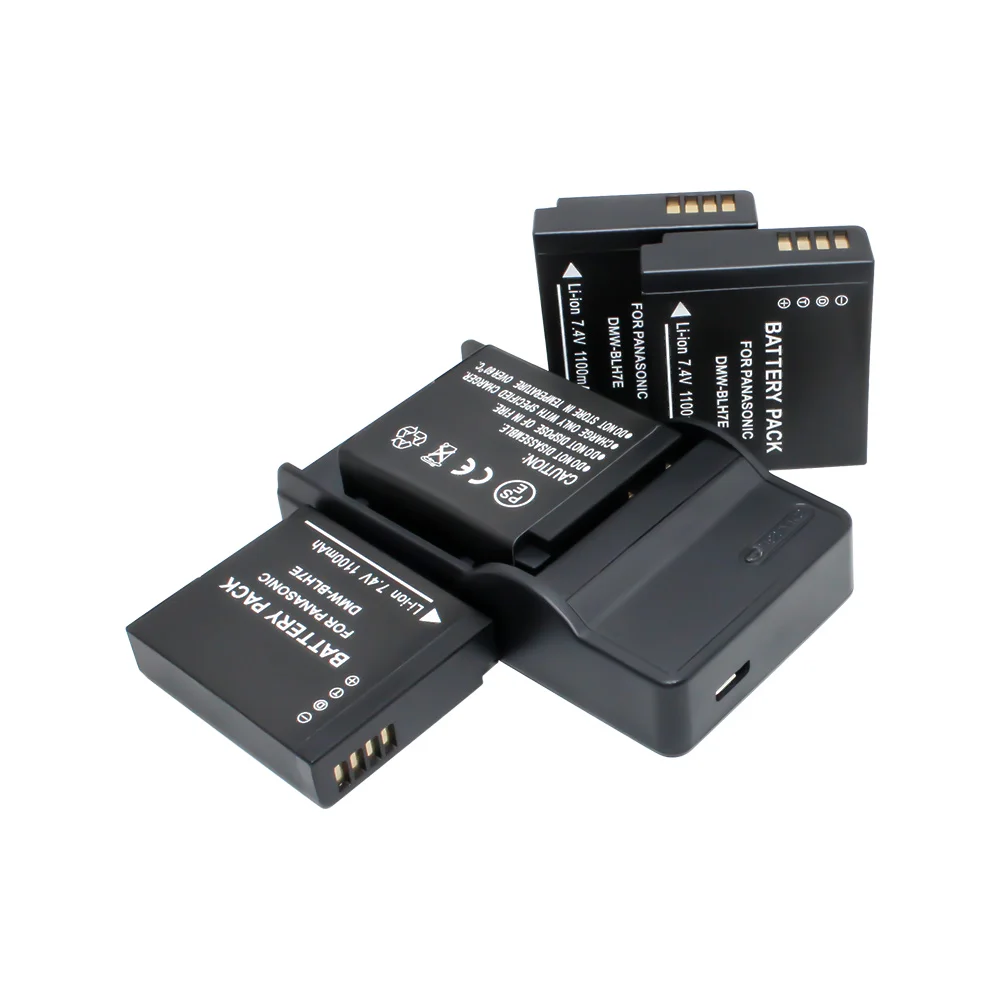 4 Pack DMW BLH7E BLH7PP батарея + USB зарядное устройство для камер Panasonic Lumix DMC GM1 GM5 GF7 GF8 DSLR