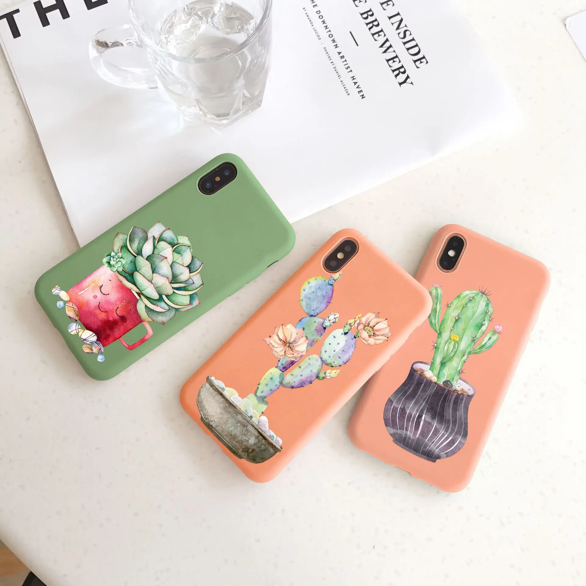 Цветной чехол для телефона в форме кактуса с цветами Iphone XS Max XR X 8 7 6 6S Plus роскошные