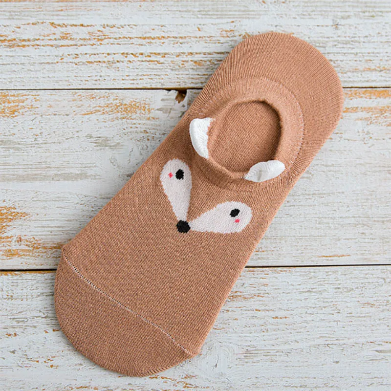 Cute Animal Print Sock Slippers Women Kawaii Cotton Short Invisible Socks Female Cartoon Funny Fashion Calcetines L0115 | Женская одежда