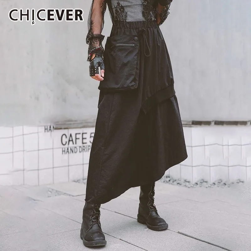 CHICEVER/Весенняя Повседневная Женская Стандартная юбка эластичная высокая талия