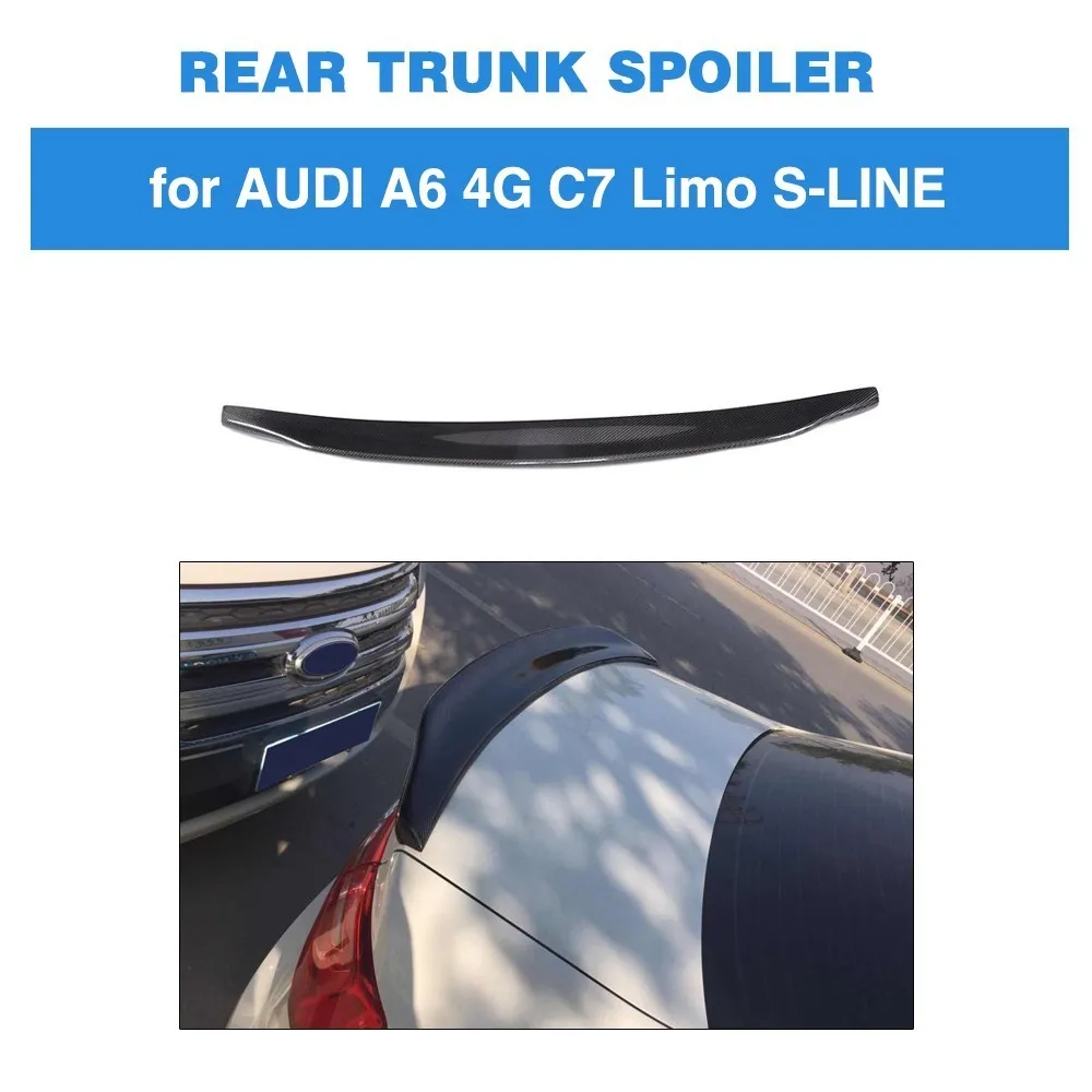 

For Audi A6 A6Q 4G C7 S6 Sline 2012 - 2018 Rear Trunk Lip Spoiler Boot Wing Lip Carbon Fiber