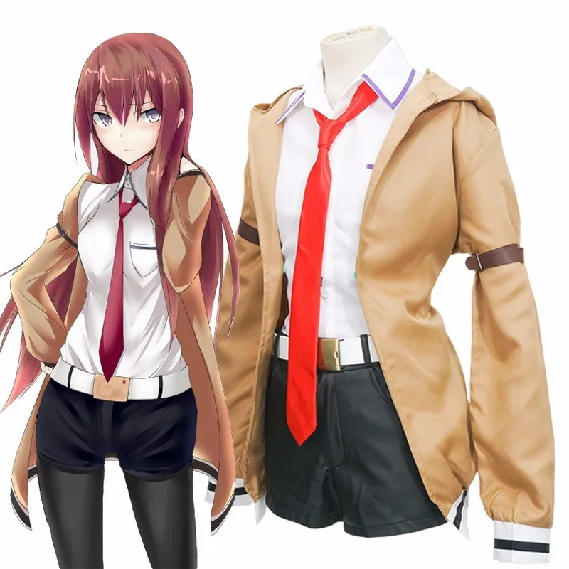 Костюм для косплея Kurisu Steins Gate Makise куртка пальто костюмы рубашка шорты женский