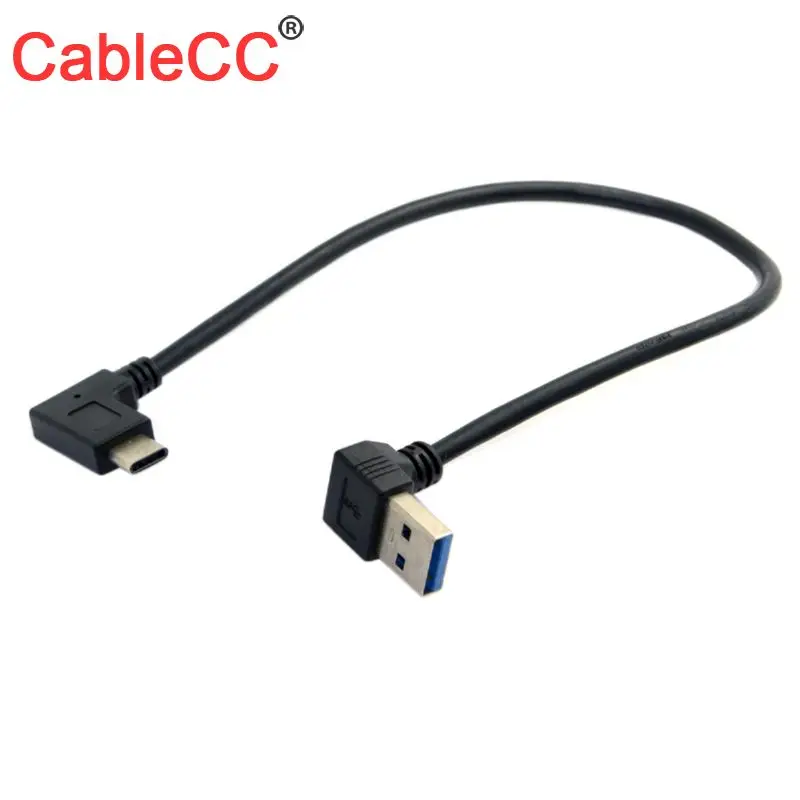 

Xiwai 30cm Reversible USB 3.1 Type C USB-C Angled to Down Angled 90 Degree A Male Data Cable for Laptop & Tablet & Phone