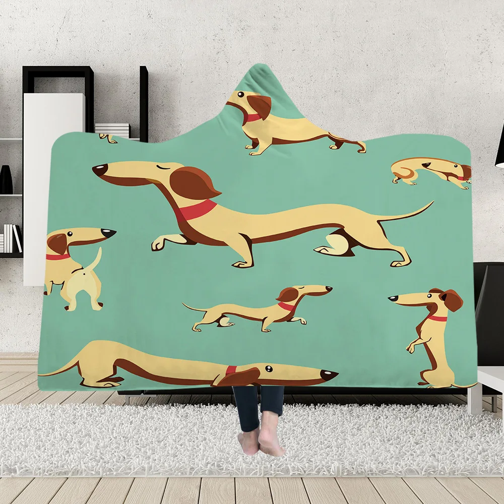 Hooded Blanket Lovely Puppy Gm0019 Throw In Cap Warm Wearable Fleece Blankets For Couch Travel | Дом и сад