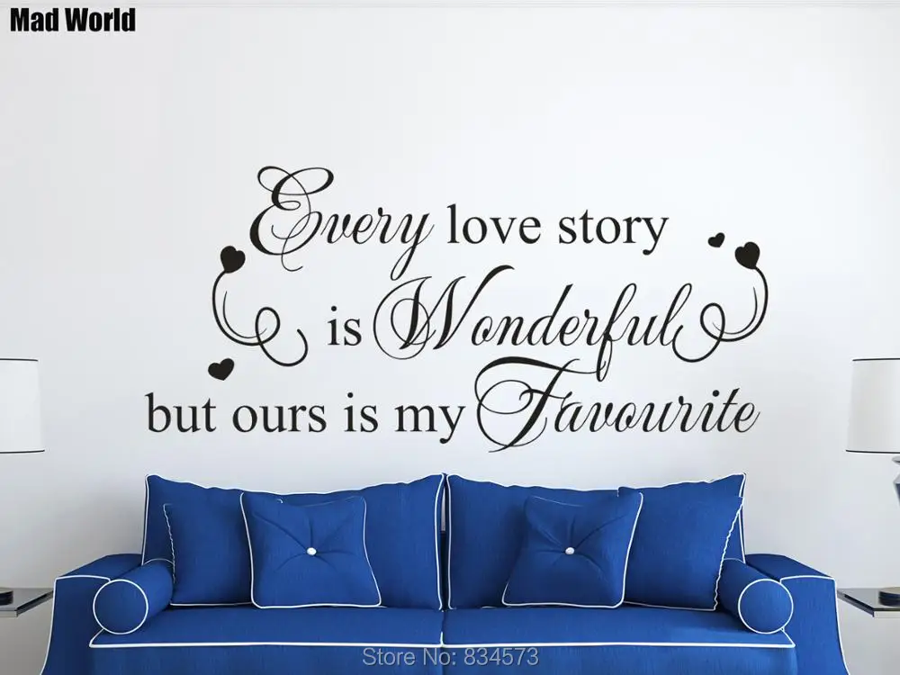

Безумный мир-Каждый история любви красиво художественная стена с цитатой наклейки на стены для украшения дома Съемный Декор наклейки на ст...