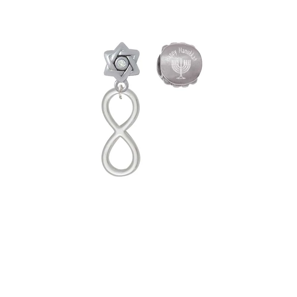 Silvertone большой знак бесконечности Happy hanukkah шариках (набор из 2)| |