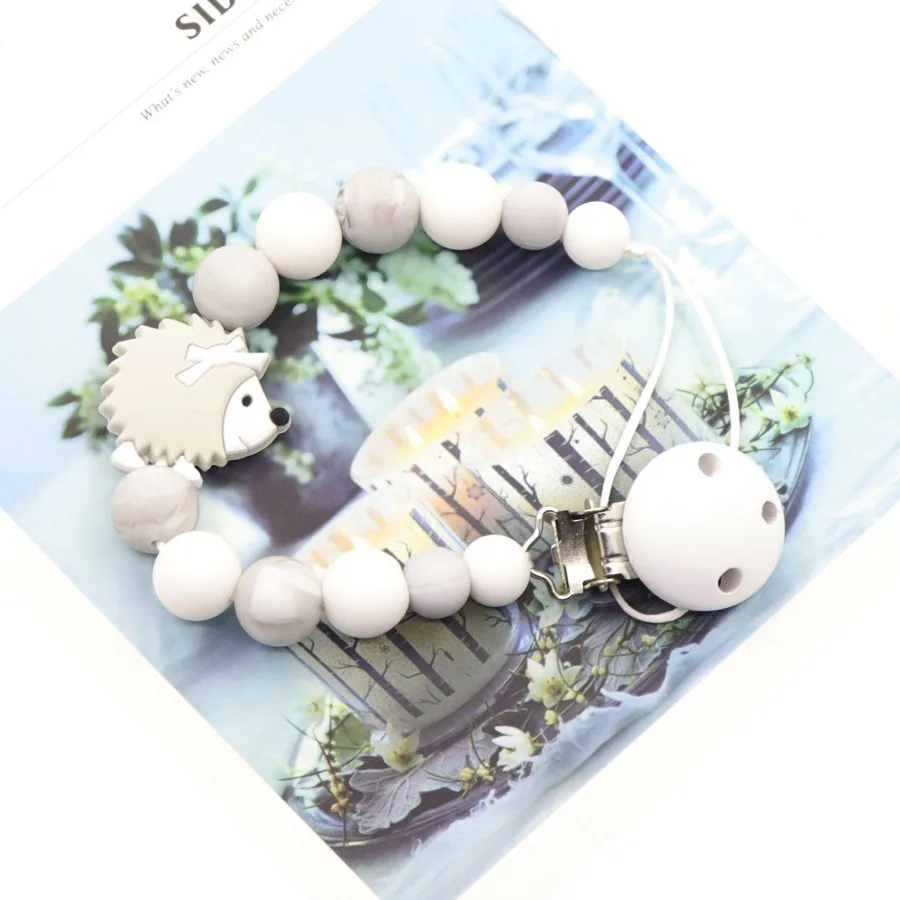 food grade silicone tooth gel nipple clip beads and small hedgehog pacifier chain fake | Мать и ребенок