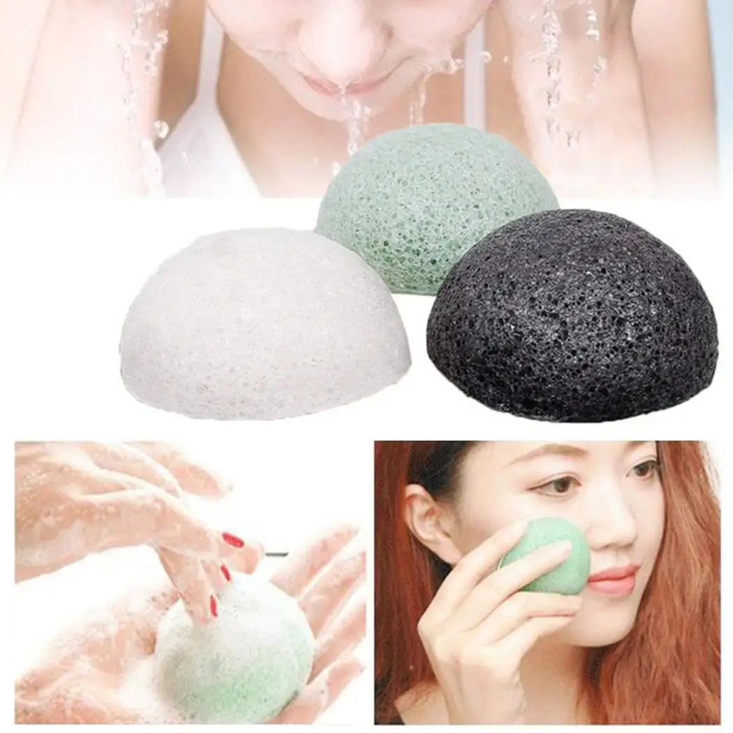 Konjac лица стирка полукруглой белый Форма кожи губкой для очистки Puff Уход