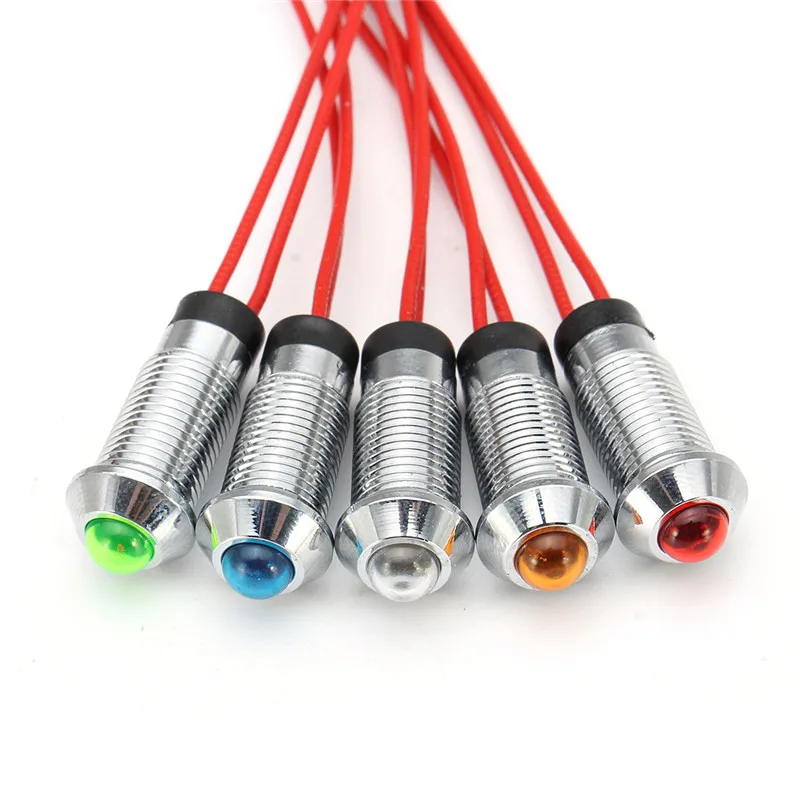 

8mm LED Panel Pilot Dash Light Bulb Indicator Lamp Directional Waterproof Car Truck Boat RV 12V Green White Yellow Blue Red