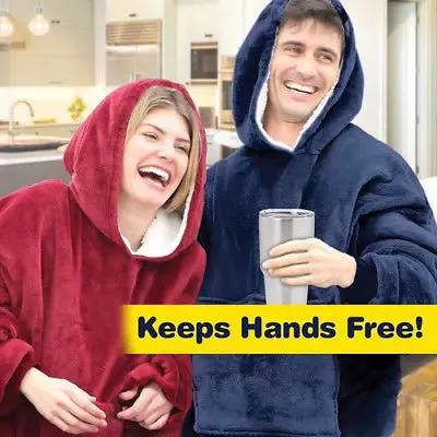 Family Arms Thick Blanket Hooded Winter Hoodies Warm Long Sleeve Fleece Thermal Sleepwear Night robe | Женская одежда