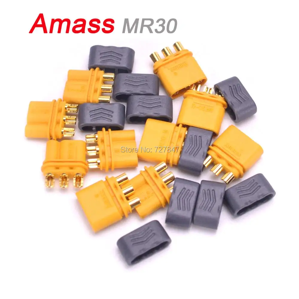 

5 / 10 / 20 pairs Amass MR30 MR30-M Connector Plug With Sheath Female Male RC Gold Plated for Lipo Battery Multicopter Airplane