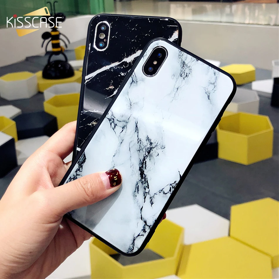 KISSCASE мраморный простой чехол для телефона iPhone X XS 7 8 6 6S Plus стеклянный задняя