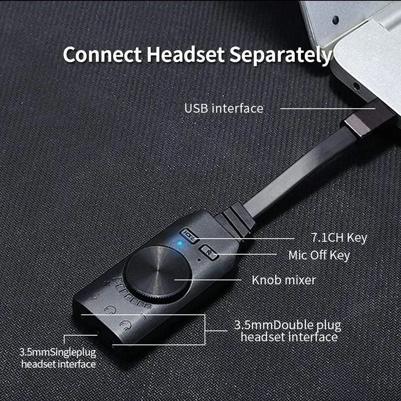 Аудио Usb Интерфейс виртуальный канал 7 1 аудио адаптер Звуковая карта 3 5 для