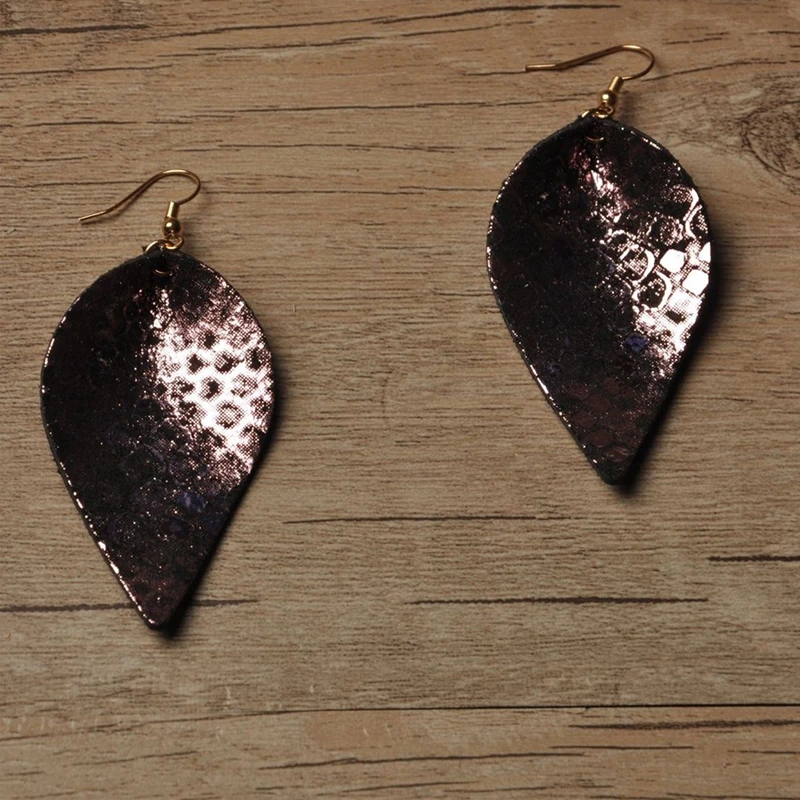 Новинка 2019 женские кожаные серьги капельки с листьями висячие гвоздики в стиле