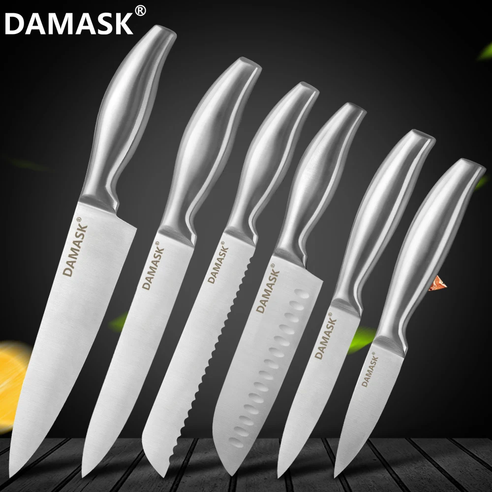 Damask набор кухонных ножей из нержавеющей стали 7cr17 6 шт. нож столовые приборы