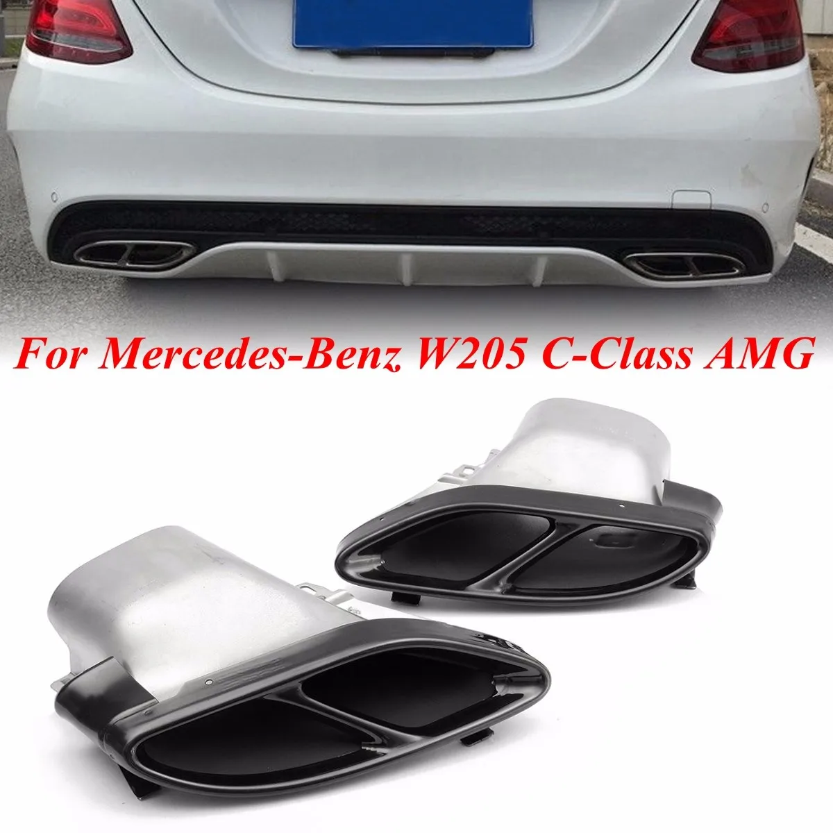 Пара задней выхлопной трубы глушителя для Mercedes-Benz W205 c-класс C180/C200/C250/C300/C450 2015 2016 2017