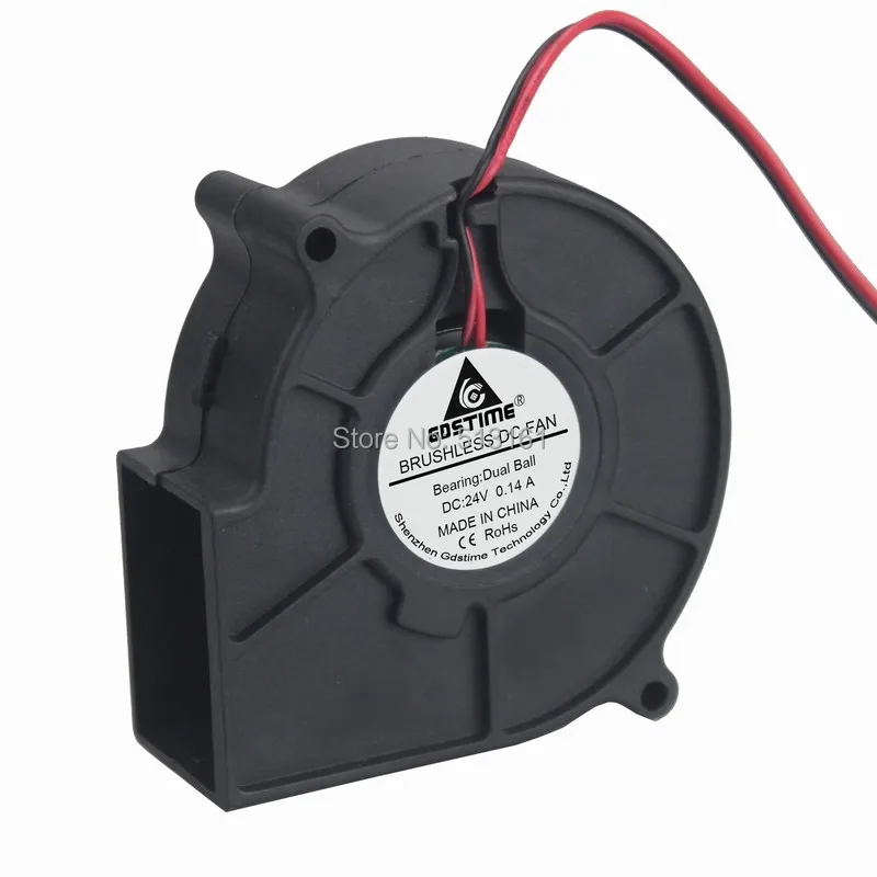 2Pcs Gdstime Ball Bearing 7530 75mm Blower Fan 75x30mm 24V DC 2Pin Case Cooling Exhaust Fan 10pcs dc 5v usb 75mm 75x30mm 7530s brushless dc centrifugal blower cooling fan fans