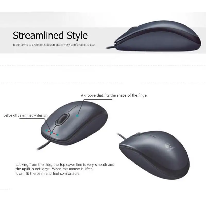 Проводная мышь Logitech M90 USB эргономичный дизайн оптическая классическая офисная