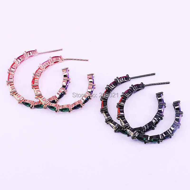 

5Pairs Newest Arrival Women Earrings Shinny Rainbow Cubic Zircon Circle Stud Earings
