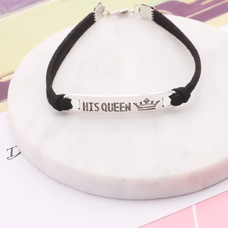 Браслеты Her King His Queen для пар кожаные браслеты цепочки с короной женщин и мужчин