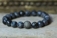 pave gunmetal cz bead boho faceted labradorite beads stretch bracelet