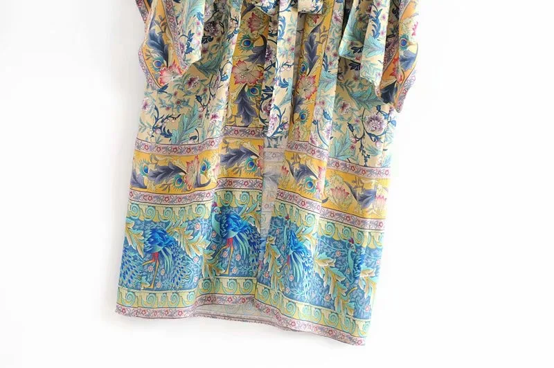 VOGUEIN новые женские с павлином и цветочным принтом пляжные Boho галстук ремень