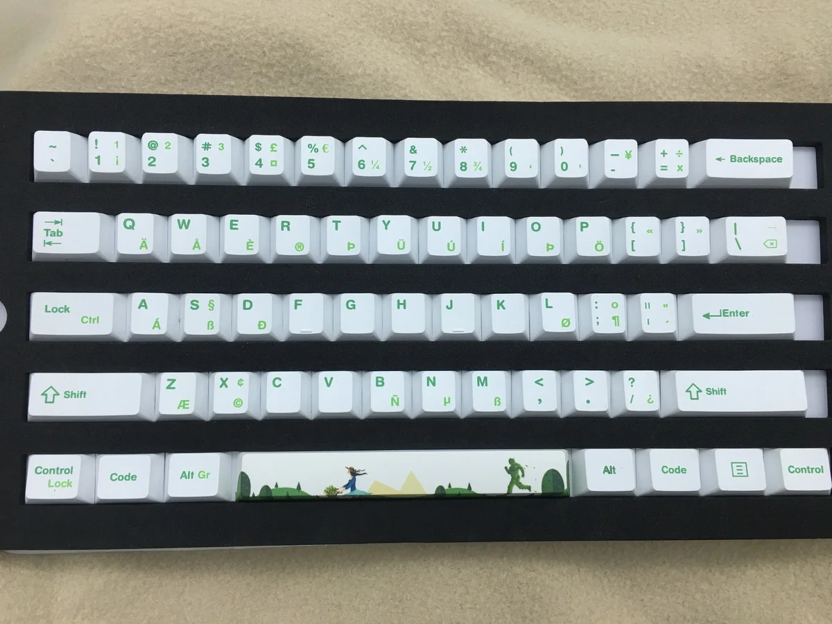 Ирландия 108 ключей PBT Dye Sublimation индивидуальный ключ Кепки белая освещенная