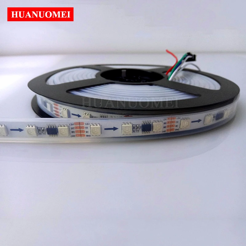 DC12V 60 Светодиодный s/m TM1934 пикселей RGB светодиодный полосы 5050 Адресуемых SMD гибкие