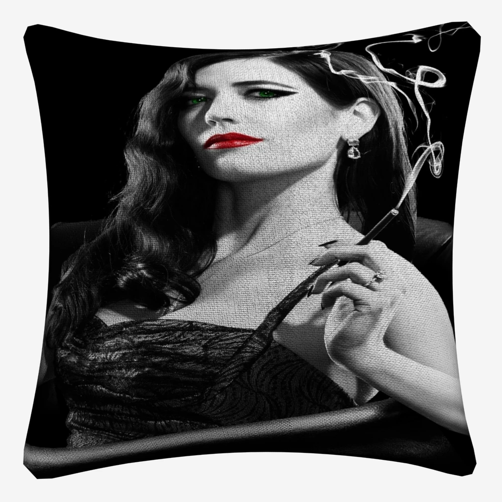 Sin City 2 ролика Сексуальная Eva зеленый декоративное хлопковое белье Наволочка на