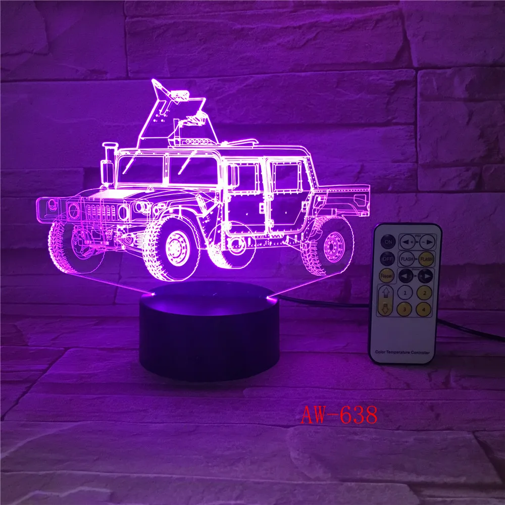 3D Vision 7 Colors Changing Car Light Fixtures Led Home Lighting Desk Lamp Bedroom Sleep Decor Vehicle NightLight Gift AW-638 | Лампы и