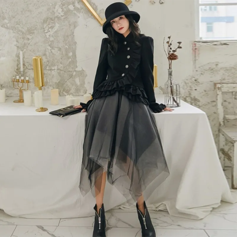 TWOTWINSTYLE необычный Блейзер пальто женские с расклешенным длинным рукавом пэчворк