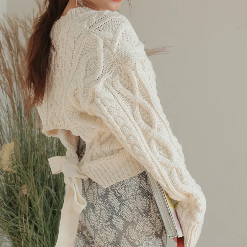 SHENGPALAE 2019 New Korean Fashion Spring Tops White V Collar Long Sleeve Personality Backless Hollow Out Women Sweater FI954 | Женская