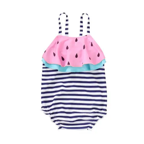 Toddler Newborn Baby Kids Girls Stripe Watermelon Swimsuit Swimwear Ruffle Bikini Bathing Suit Cute Girl Clothes 1-6Y | Детская одежда