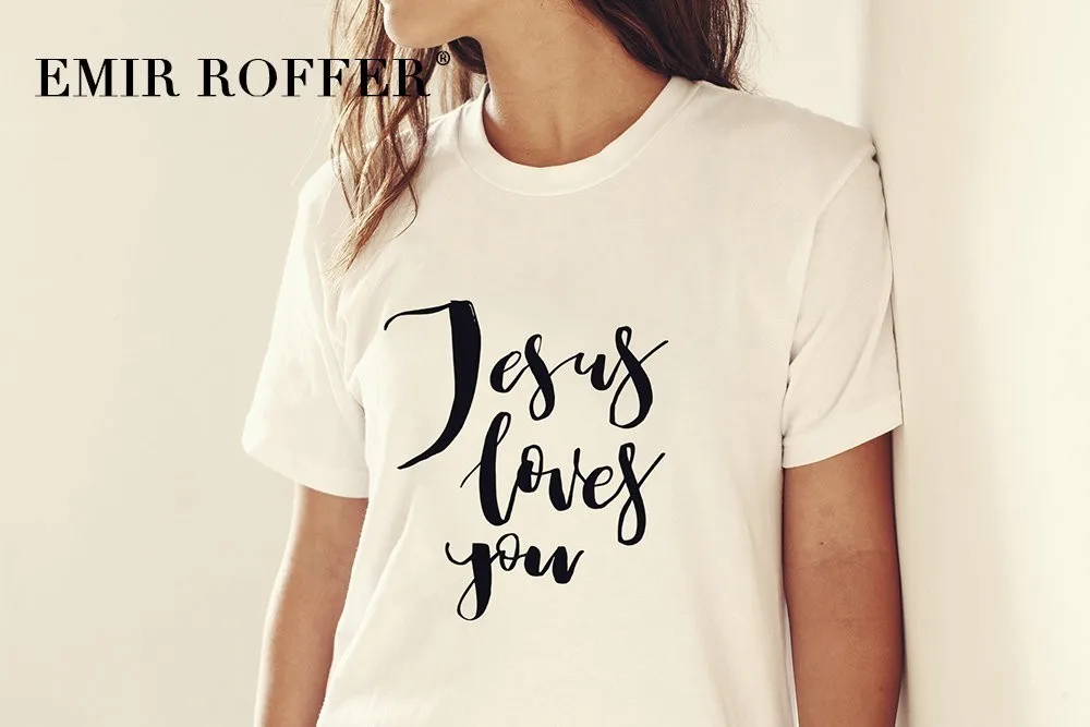 EMIR ROFFER Jesus Loves You футболка винтажные поговорки белая хлопковая женские
