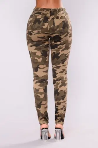 Новые стильные женские камуфляжные брюки с высокой талией повседневные штаны