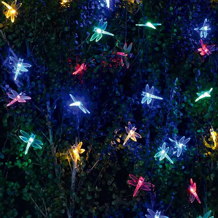 20/30 LED стрекоза форма на солнечных батареях светодиодная гирлянда для улицы газон