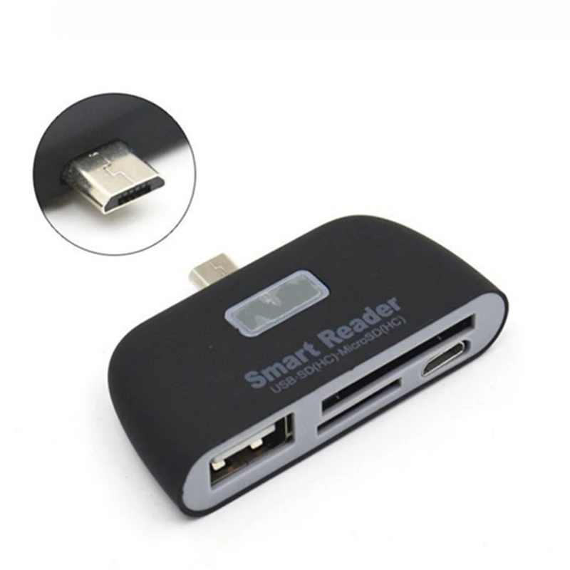 

Powstro 4 In-1 Multifunctional USB Hub 2.0 with SD Smart Card Reader TF OTG Card Reader Adapter Micro USB Charge Port For PC