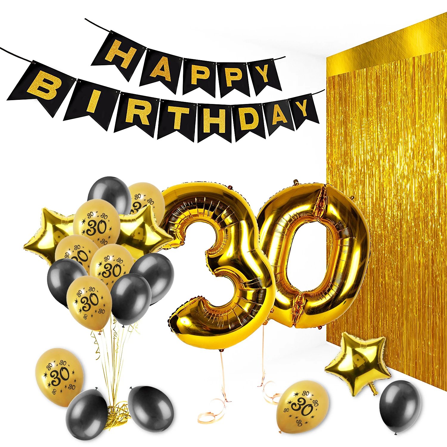 

Amawill Happy 30th Birthday Party Supplies Gold Number Foil Balloons 30 Years Anniversary Birthday Party Decorations Adlut 75D