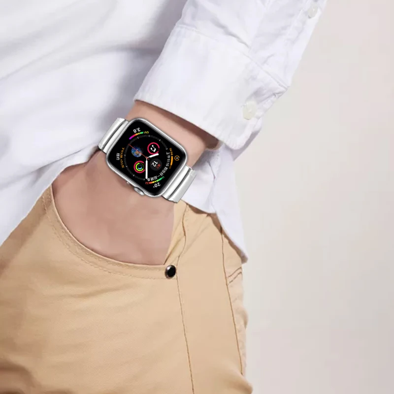 AKGLEADER новейший твердый Металлический Стальной ремешок для Apple Watch серии 4 iWatch