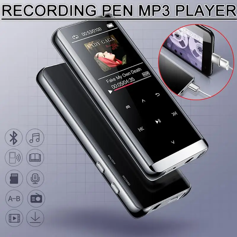 OTG mp3 плеер диктофон Bluetooth4.2 сенсорный экран 1 8 дюйма мини 800 мАч с HIFI 5D ГБ/16 ГБ