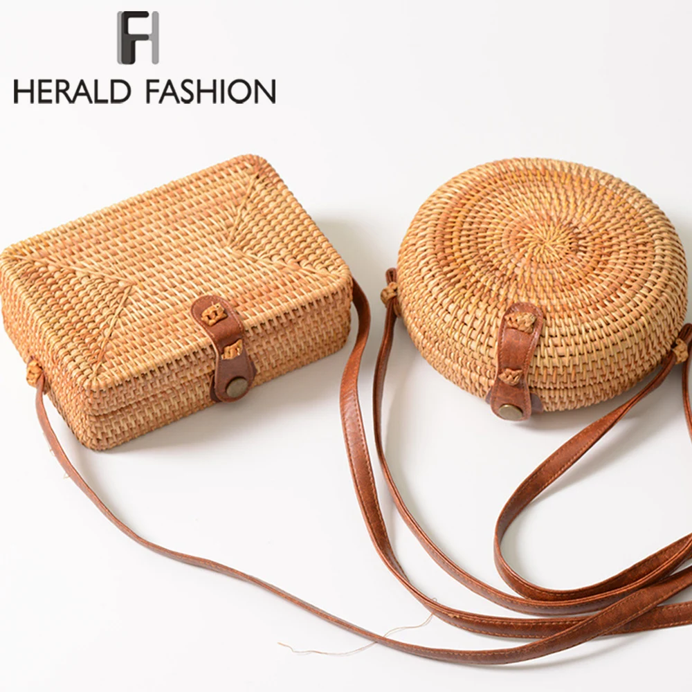 Herald Fashion Новые круглые соломенные сумки для женщин летняя плетеная пляжная сумка