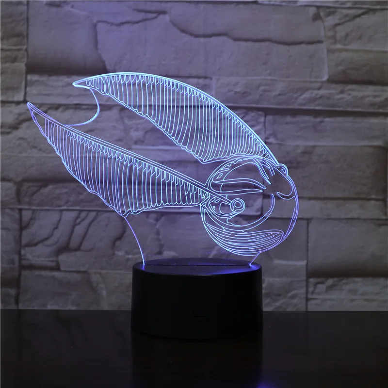 7 видов цветов Изменение визуальный акриловый 3D летающий шар LED USB Футбол Ночник
