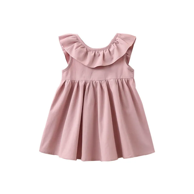 Wholesale Baby Dress Girl Retro Cotton Blend Blouse Sleeveless Backless Crochet Pattern Princess Party Dejo | Детская одежда и