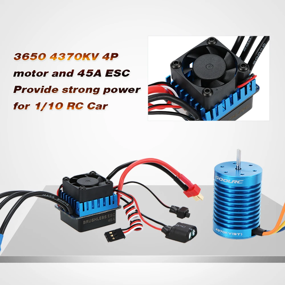 Оригинальный бесщеточный двигатель GoolRC 3650 4370KV 4P и ESC 45A для внедорожных