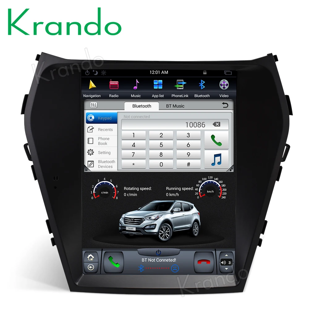 Krando Android 8,1 10," Tesla стиль Вертикальная Автомобильная Радио мультимедийная система для hyundai IX45/Santa Fe 2013+ навигационный плеер