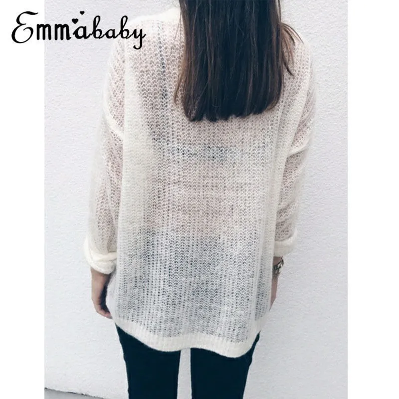 Fashion Causal Loose Solid Women Oversize Jumper Ladies Long Sleeve Knitted Baggy Sweater Tops Pullover Autumn Clothes | Женская одежда