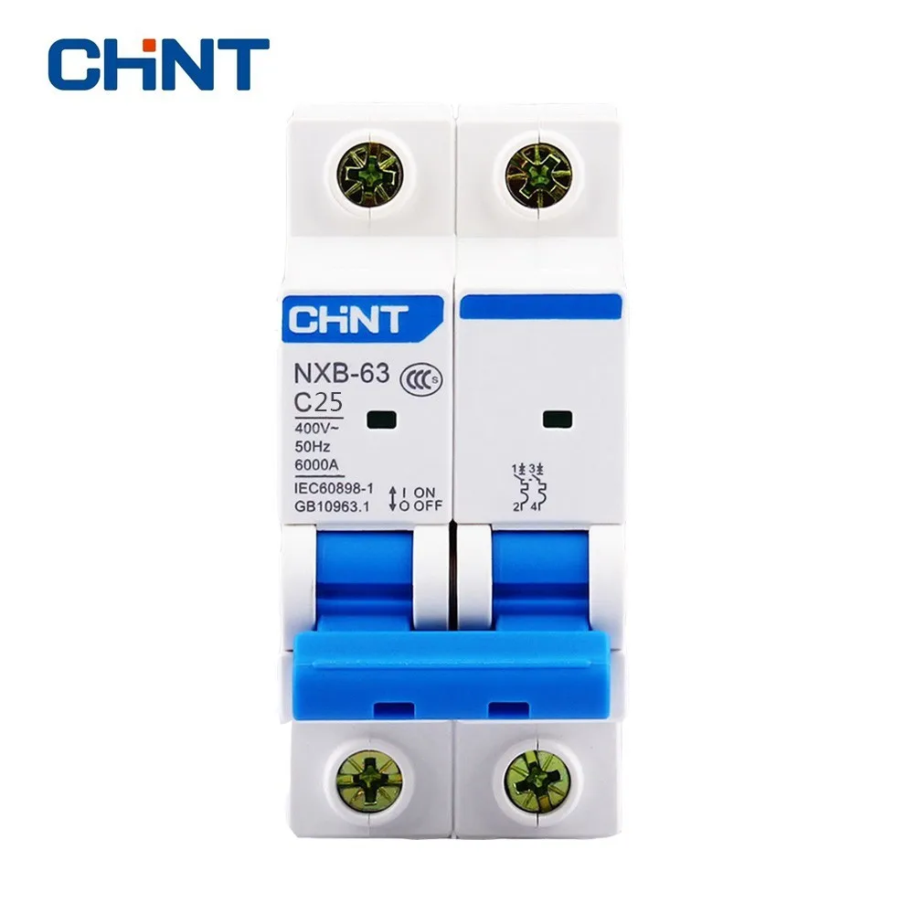 

CHNT Small Low Voltage Circuit Breaker Household Two Pole Mini Circuit Breaker NXB-63 2P 25A 400V 50HZ Air Switch New DZ47