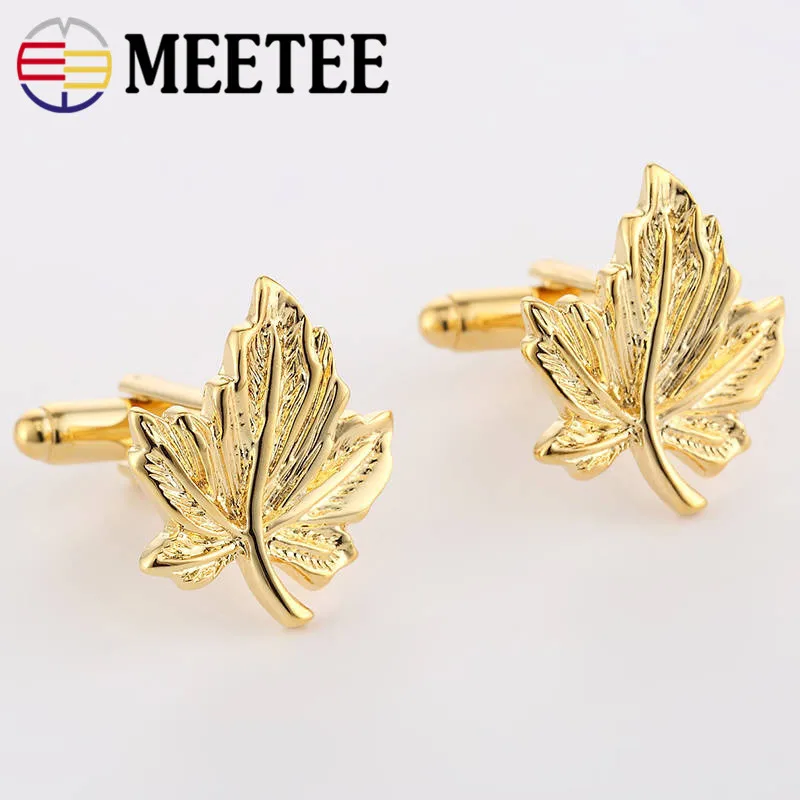 MEETEE 2 комплекта высокого качества медный материал кленовый лист рукав пуговицы
